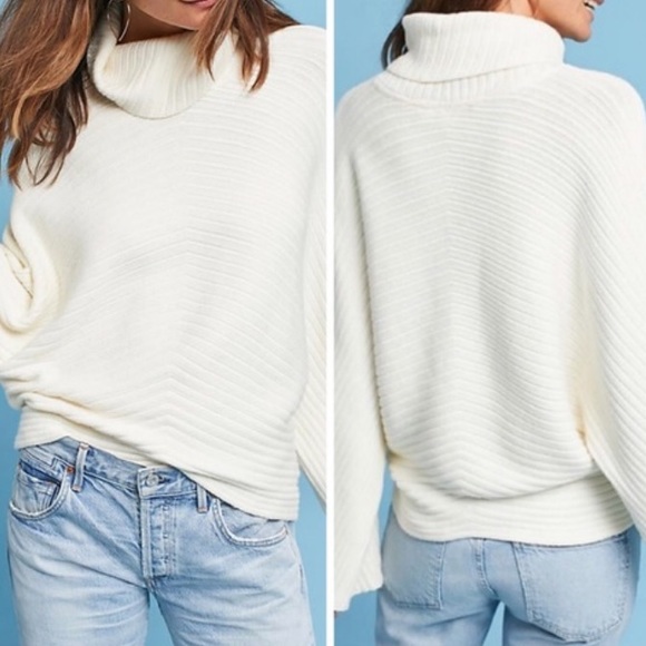 Anthropologie Moth dolman sleeve ribbed ivory VGUC - Picture 1 of 16